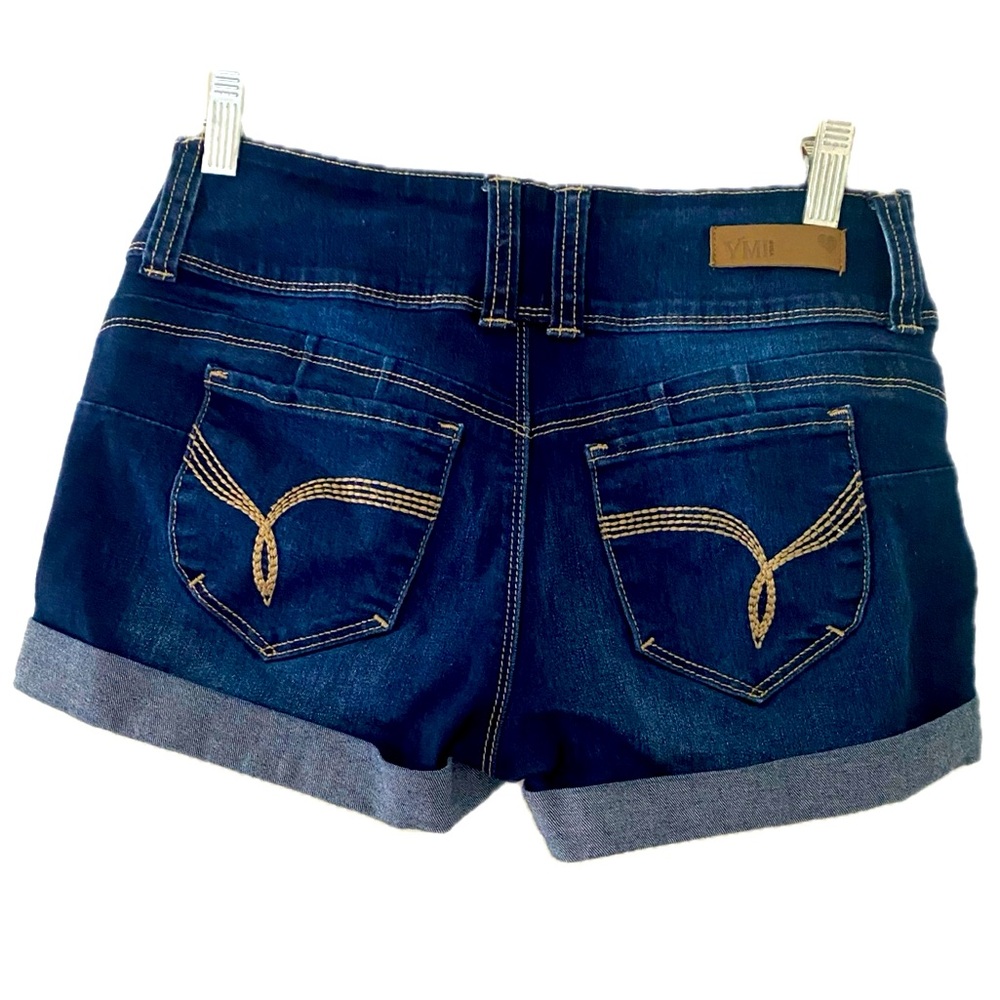 YMI WannaBettaButt Distressed Indigo Denim Shorts Jr Sz 5 Western Country Boho - Picture 4 of 8